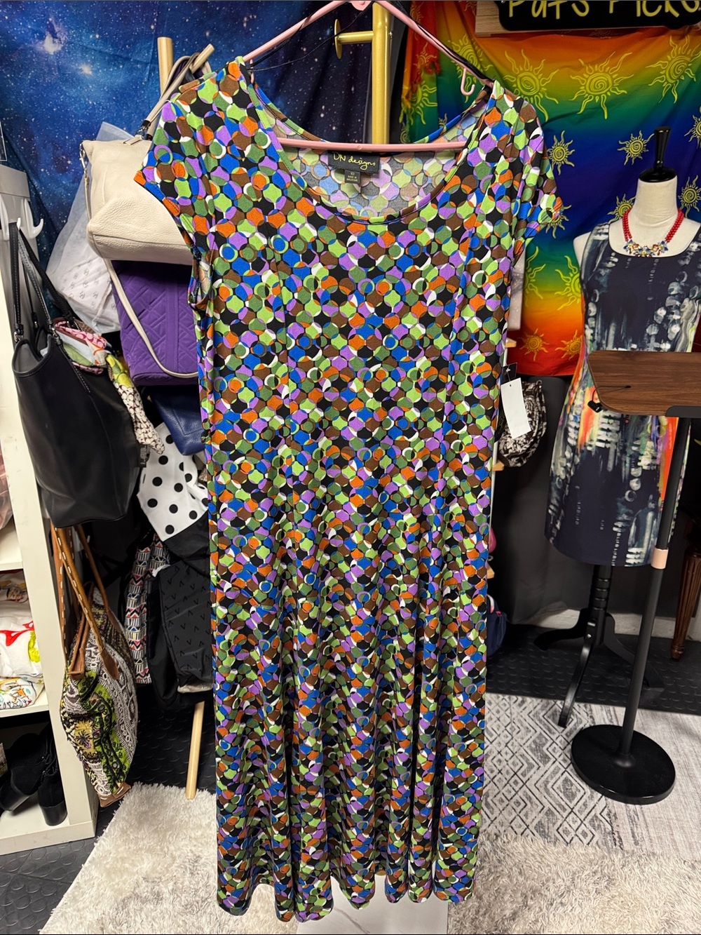 Multicolor Geometric Maxi Dress